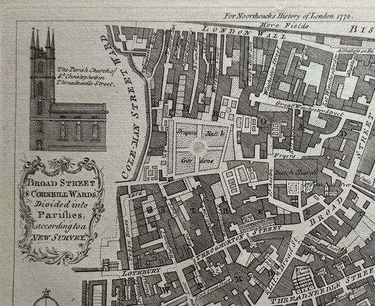 For Noorthoucks History of London 1772: Broad St. & Cornhill Wards, Original