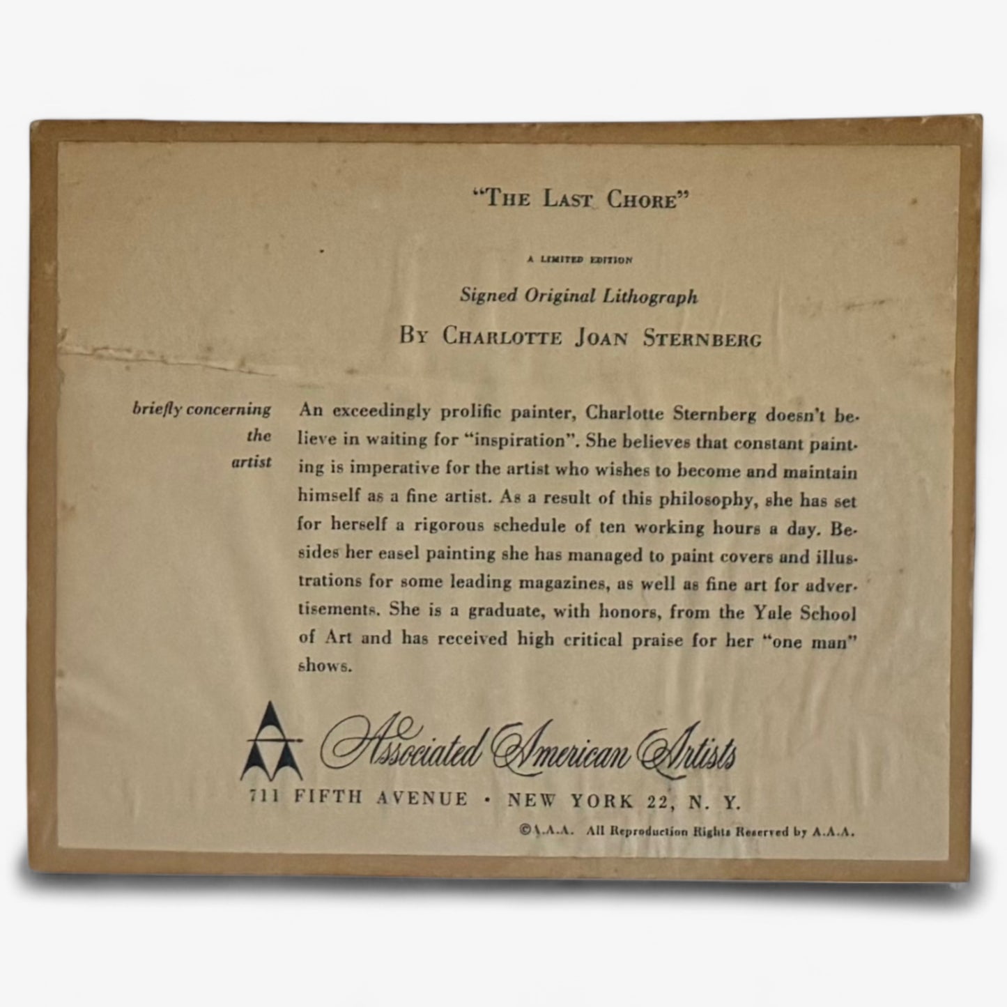 Charlotte Joan Sternberg: The Last Chore