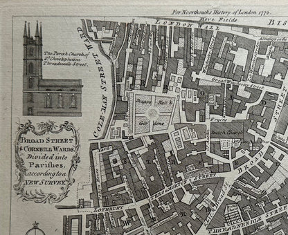 For Noorthoucks History of London 1772: Broad St. & Cornhill Wards, Original