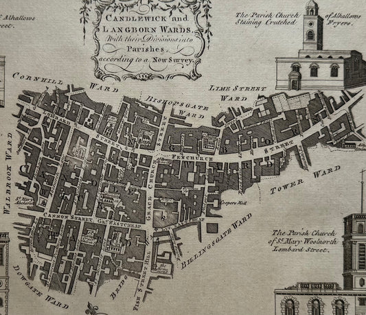 For Noorthoucks History of London 1772: Candlewick and Longhorn Wards, Original