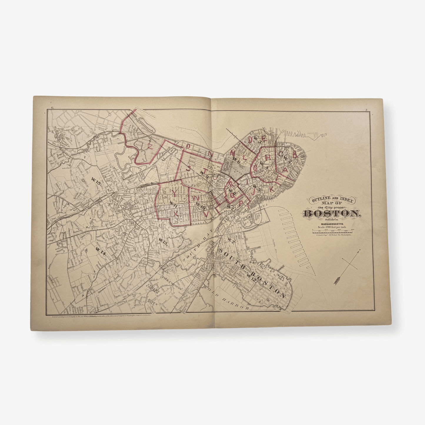 Atlas of the County of Suffolk, MA: Outline and Index Map of the City Proper Boston Suffolk Co. MA