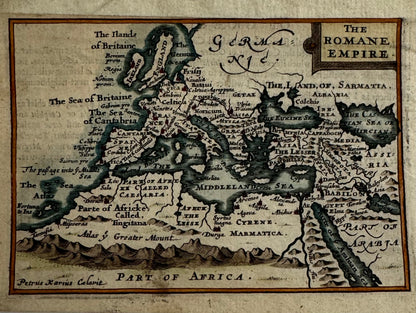 Map of the Roman Empire with text labels on a brown background